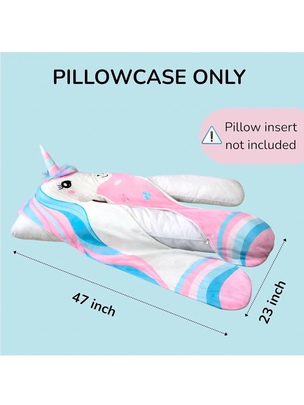 NWOT Lunamira Pillowcase Only – Original Replacement Body Pillow Cover, Unicorn